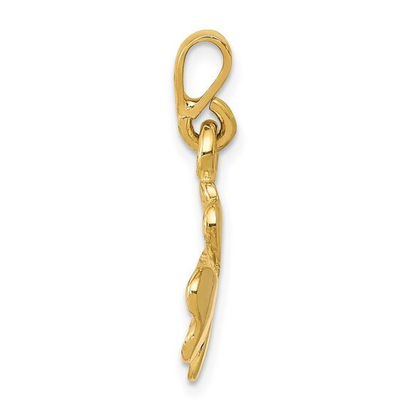 10K Yellow Gold Gold Polished & Textured Four Leaf Clover Pendant